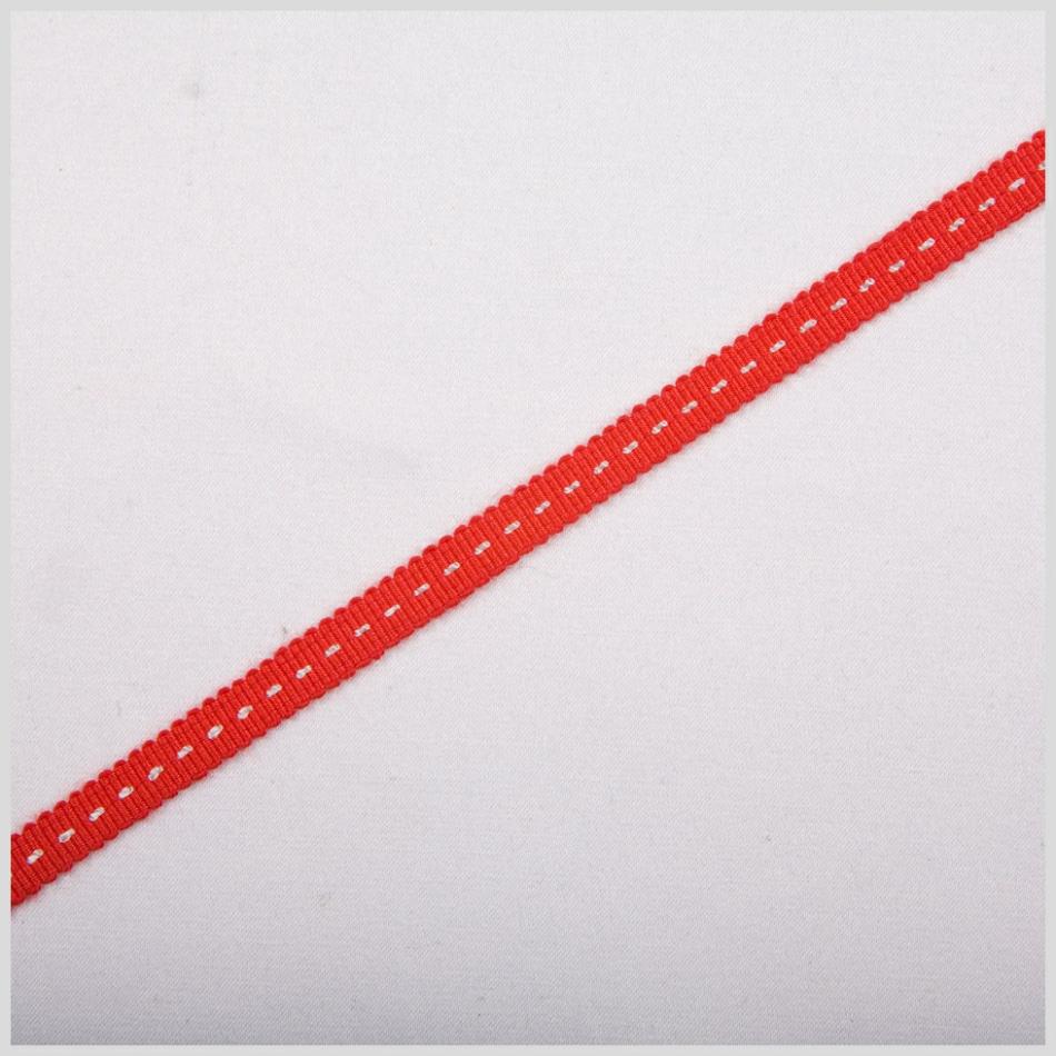 Grosgrain | Red Stitched Grosgrain Ribbon – 0.19" Grosgrain Grosgrain