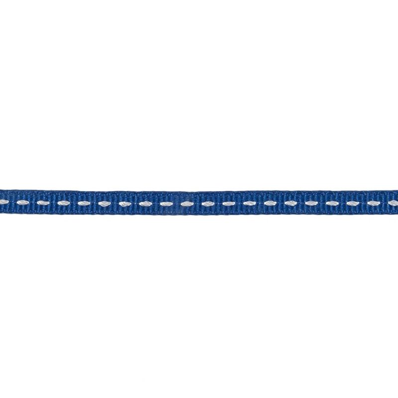 Grosgrain | Royal Blue Grosgrain Ribbon With Lucent White Stitching – 0.25" Grosgrain Grosgrain