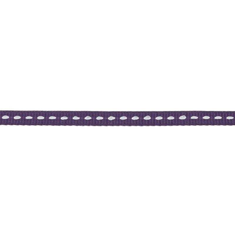 Grosgrain | Royal Purple Grosgrain Ribbon With Lucent White Stitching – 0.25" Grosgrain Grosgrain