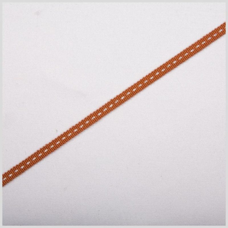 Grosgrain | Rust Stitched Grosgrain Ribbon – 0.19" Grosgrain Grosgrain