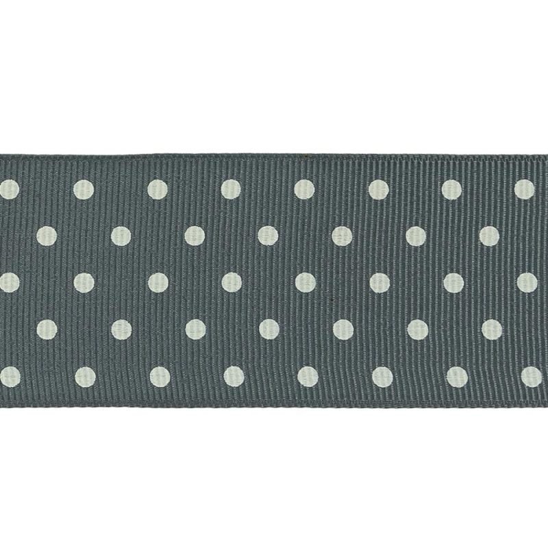 Grosgrain | Sedona Sage And White Polka Dots Grosgrain Ribbon – 1.625" Grosgrain Grosgrain