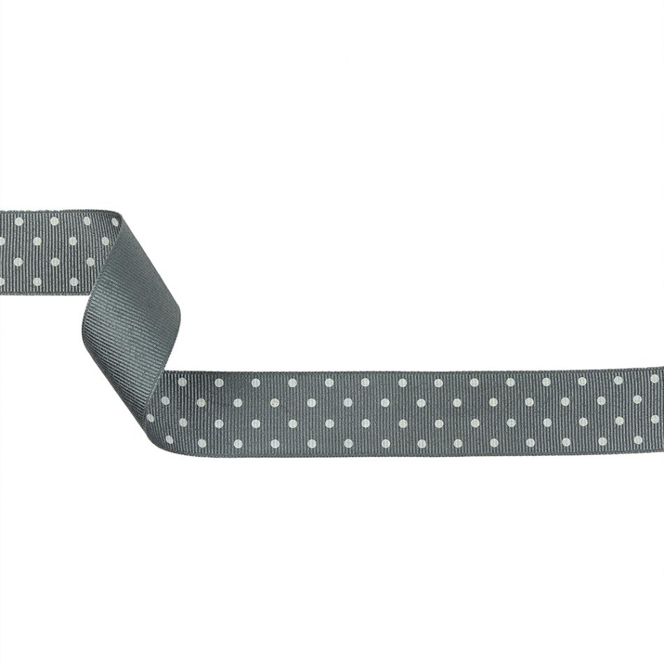 Grosgrain | Sedona Sage And White Polka Dots Grosgrain Ribbon – 1" Grosgrain Grosgrain