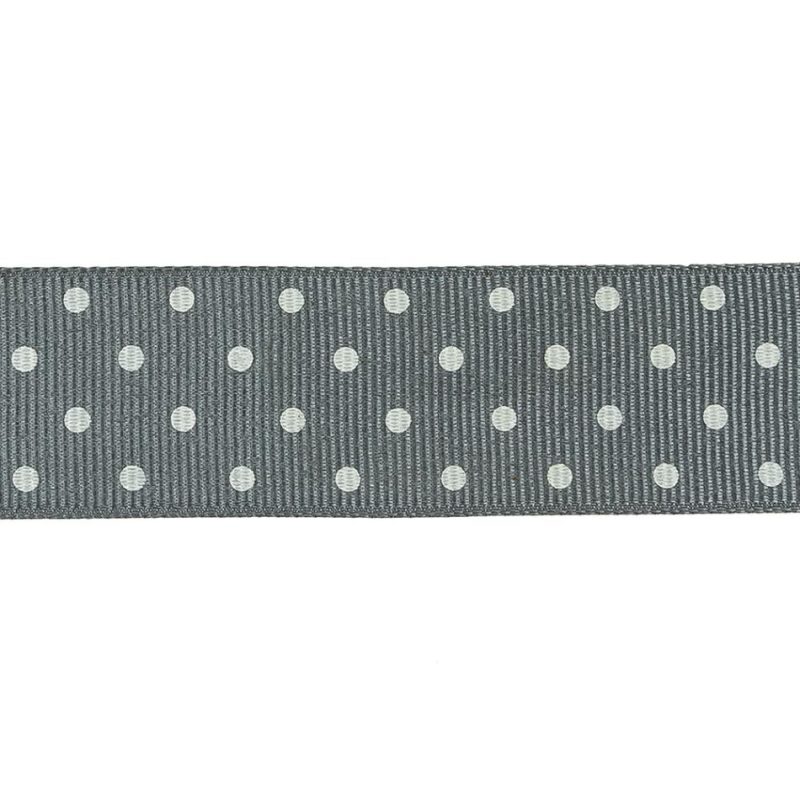 Grosgrain | Sedona Sage And White Polka Dots Grosgrain Ribbon – 1" Grosgrain Grosgrain