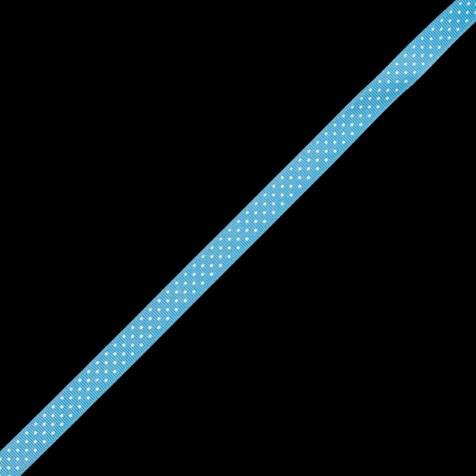 Grosgrain | Sky Blue Grosgrain Ribbon With White Polka Dots – 0.625" Grosgrain Grosgrain