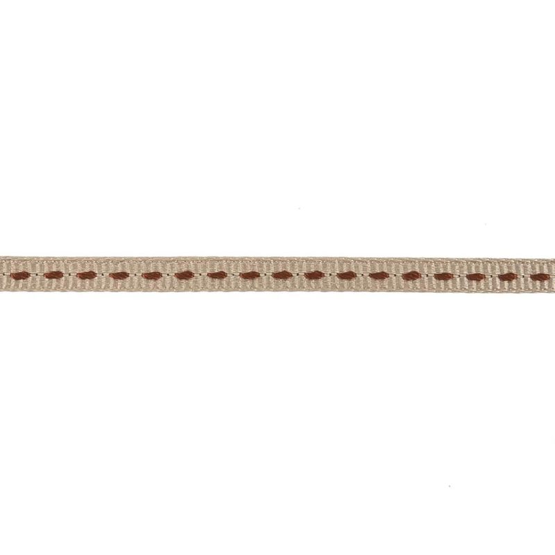 Grosgrain | Tan Grosgrain Ribbon With Brown Stitching – 0.25" Grosgrain Frosted Almond