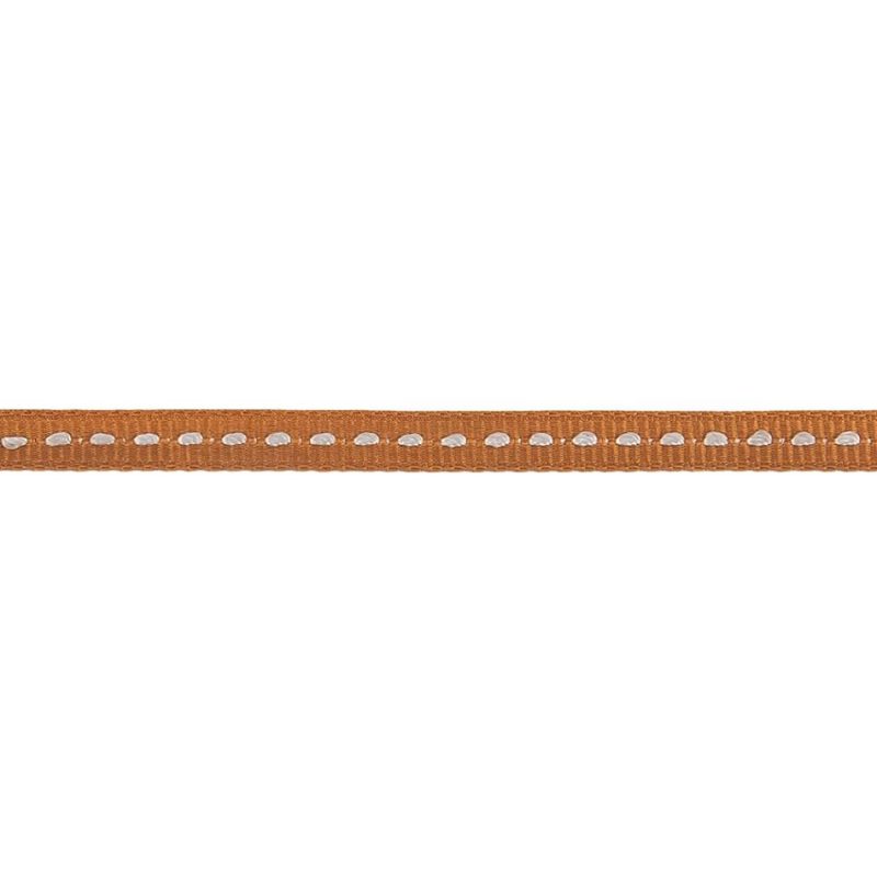 Grosgrain | Tan Grosgrain Ribbon With Lucent White Stitching – 0.25" Grosgrain Grosgrain