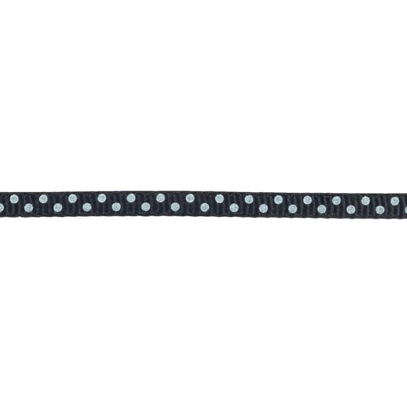 Grosgrain | Total Eclipse And White Polka Dots Grosgrain Ribbon – 0.25" Grosgrain Grosgrain