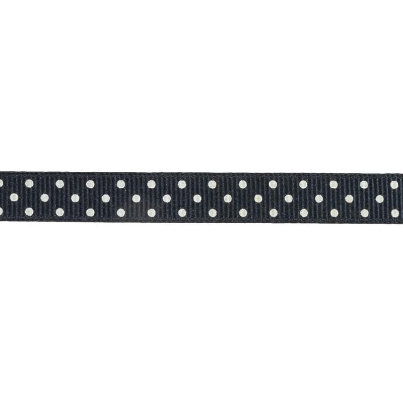 Grosgrain | Total Eclipse And White Polka Dots Grosgrain Ribbon – 0.375" Grosgrain Grosgrain