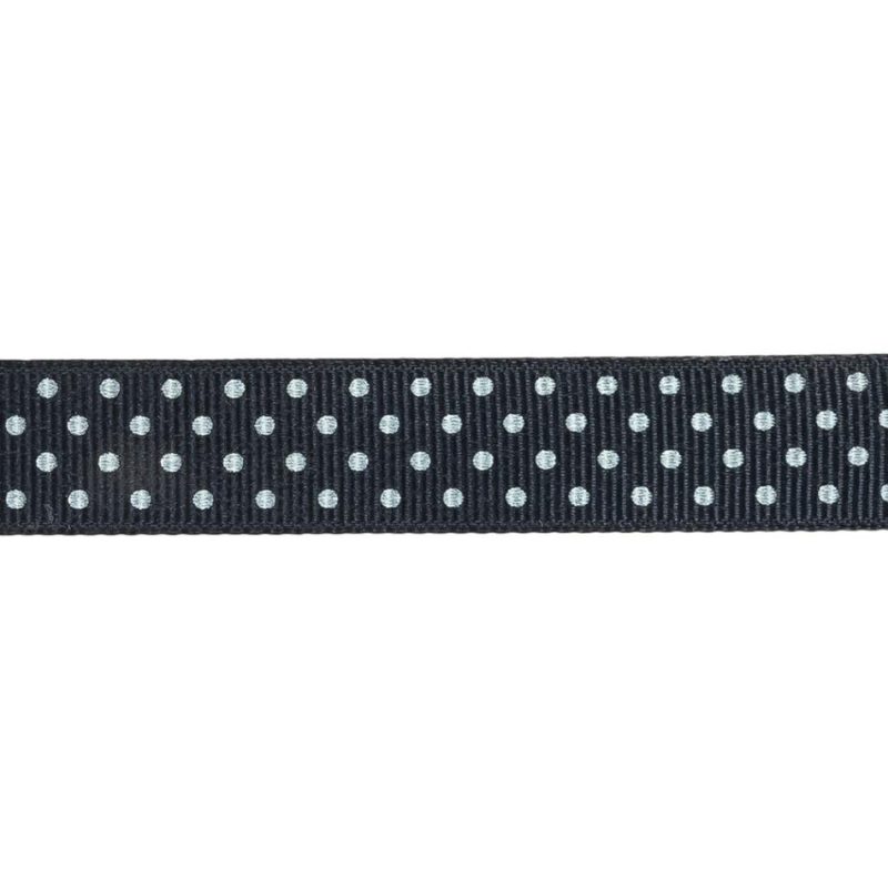 Grosgrain | Total Eclipse And White Polka Dots Grosgrain Ribbon – 0.625" Grosgrain Grosgrain