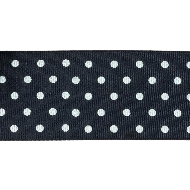 Grosgrain | Total Eclipse And White Polka Dots Grosgrain Ribbon – 1.625" Grosgrain Grosgrain