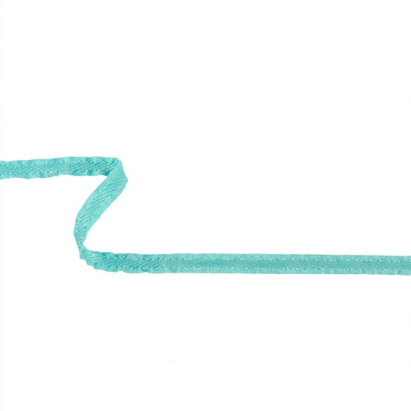 Grosgrain | Turquoise Twill Ribbon With Ruffled Grosgrain Borders – 0.375" Grosgrain Grosgrain