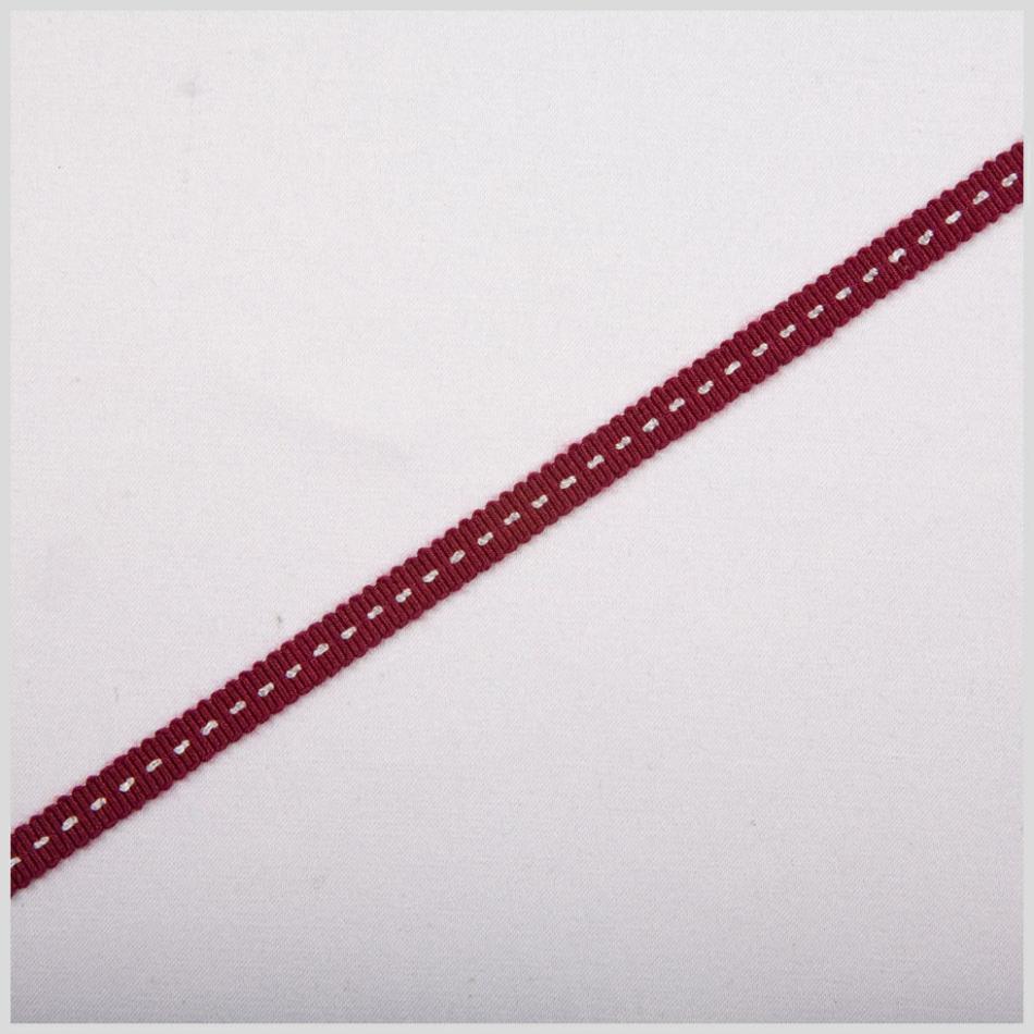 Grosgrain | Wine Stitched Grosgrain Ribbon – 0.19" Grosgrain Grosgrain