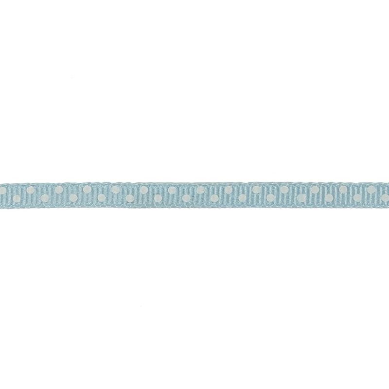 Grosgrain | Winter Sky And White Polka Dots Grosgrain Ribbon – 0.25" Grosgrain Grosgrain