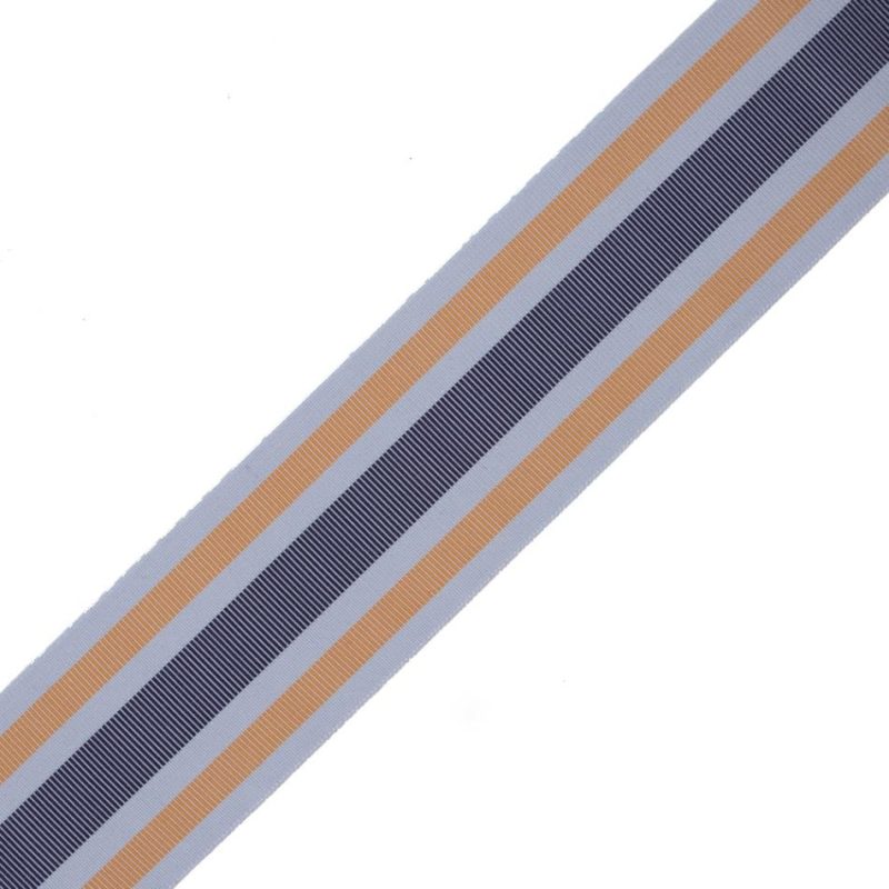 Grosgrain | Yellow/Navy/Gray Striped Stretch Grosgrain Ribbon – 2" Grosgrain Grosgrain