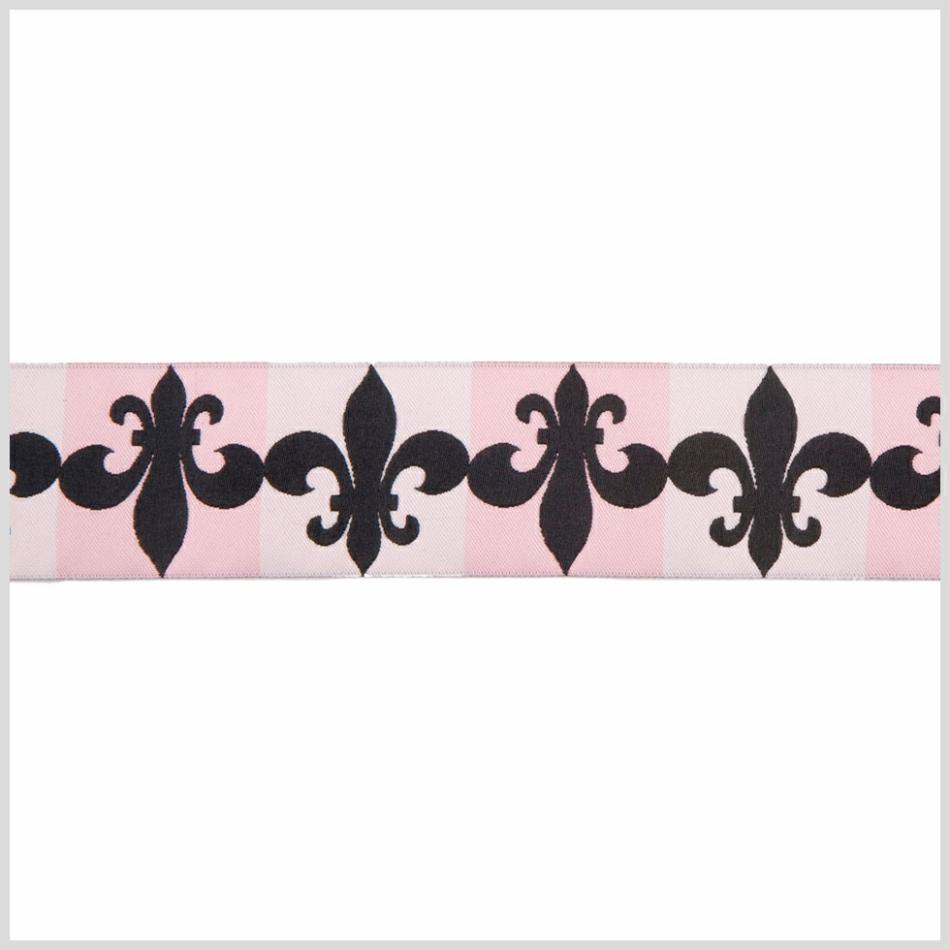 Jacquard | 1.5" Baby Pink/Black French Jacquard Ribbon Jacquard Baby Pink,Black