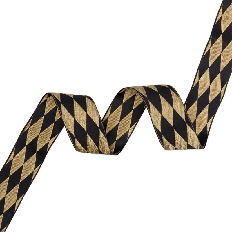 Jacquard | 1.5" Black/Gold French Jacquard Ribbon Jacquard Black,Gold