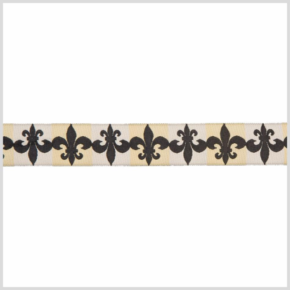 Jacquard | 1" Cream/Black French Jacquard Ribbon Jacquard Cream,Black