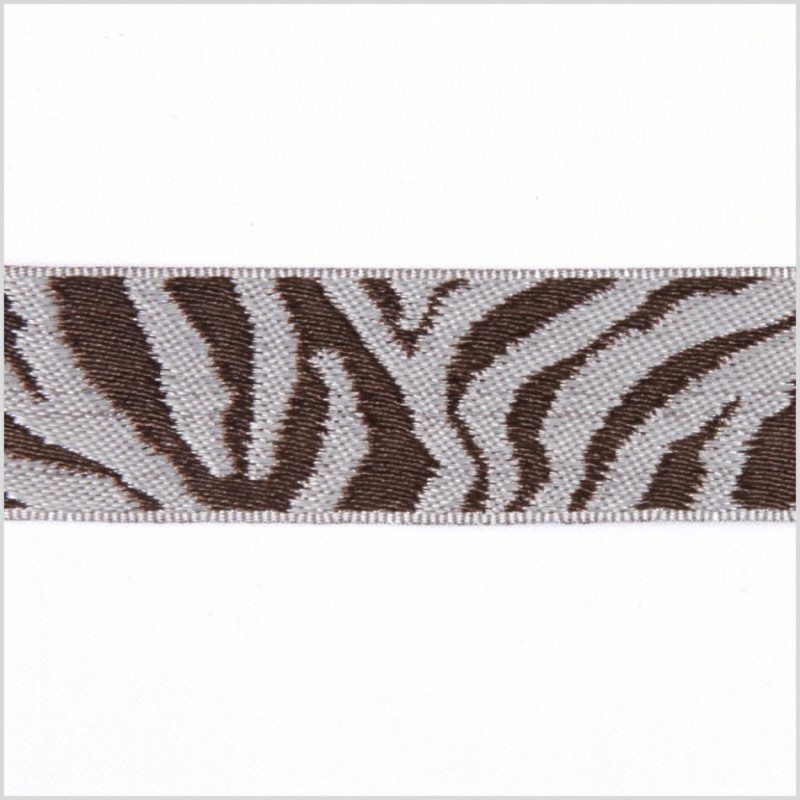 Jacquard | 1/2" Brown/Silver French Jacquard Ribbon Jacquard Brown,Silver