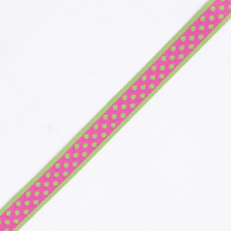 Jacquard | 1/2" Hot Pink/Green French Jacquard Ribbon Jacquard Hot Pink,Green