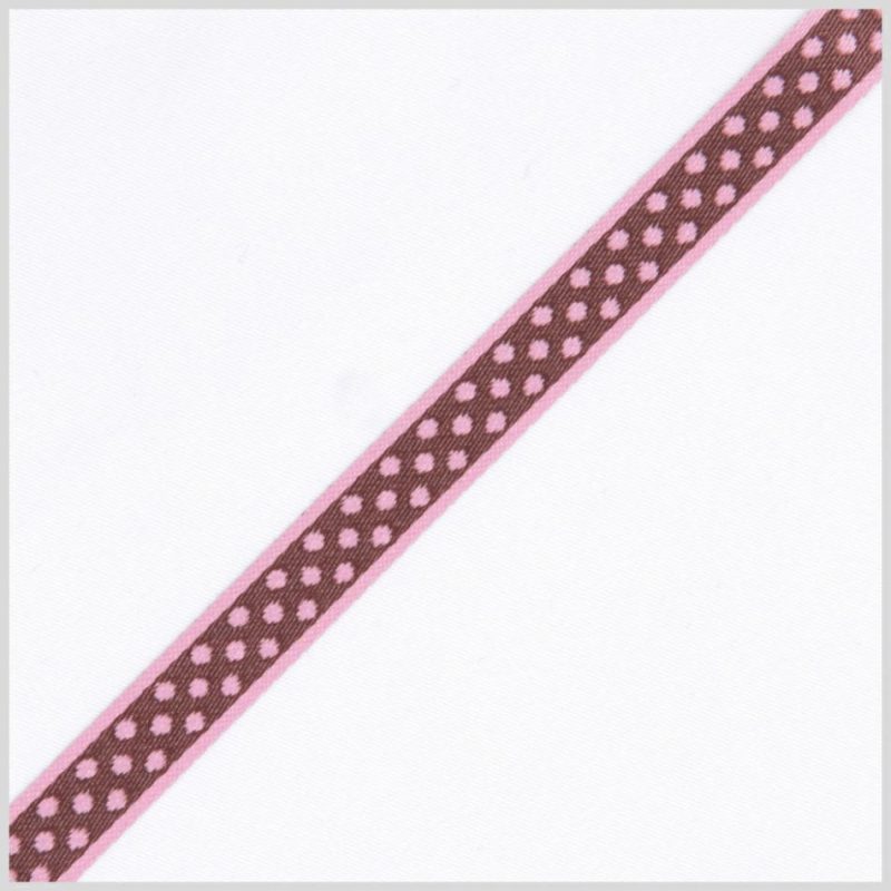 Jacquard | 1/2" Pink/Brown French Jacquard Ribbon Jacquard Jacquard