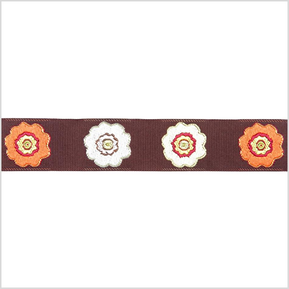 Jacquard | 15/16" Orange/Brown French Jacquard Ribbon Jacquard Jacquard