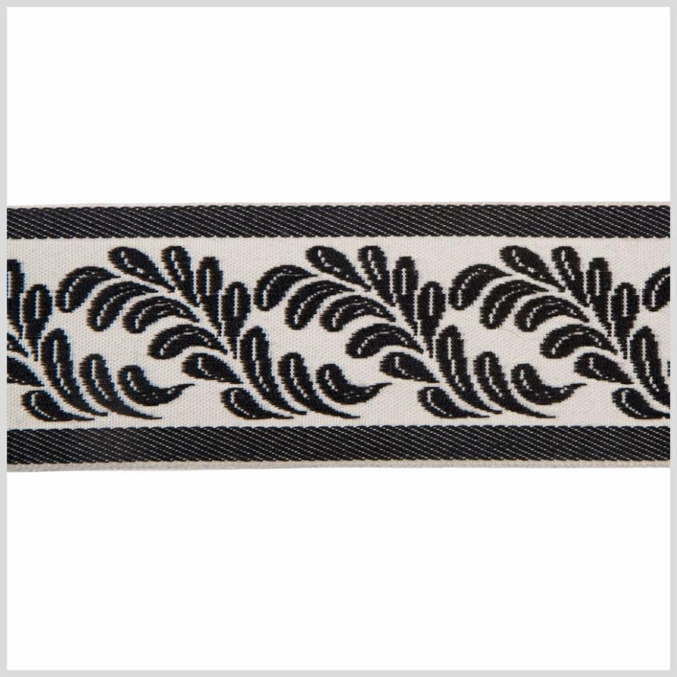 Jacquard | 2" Black/Ivory French Jacquard Ribbon Jacquard Black,Ivory