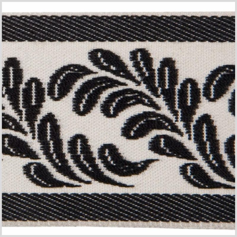 Jacquard | 2" Black/Ivory French Jacquard Ribbon Jacquard Black,Ivory