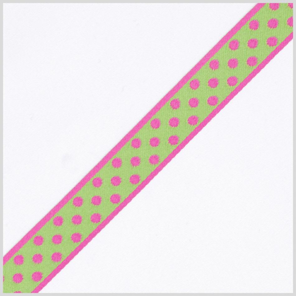 Jacquard | 3/4" Hot Pink/Green French Jacquard Ribbon Jacquard Hot Pink,Green