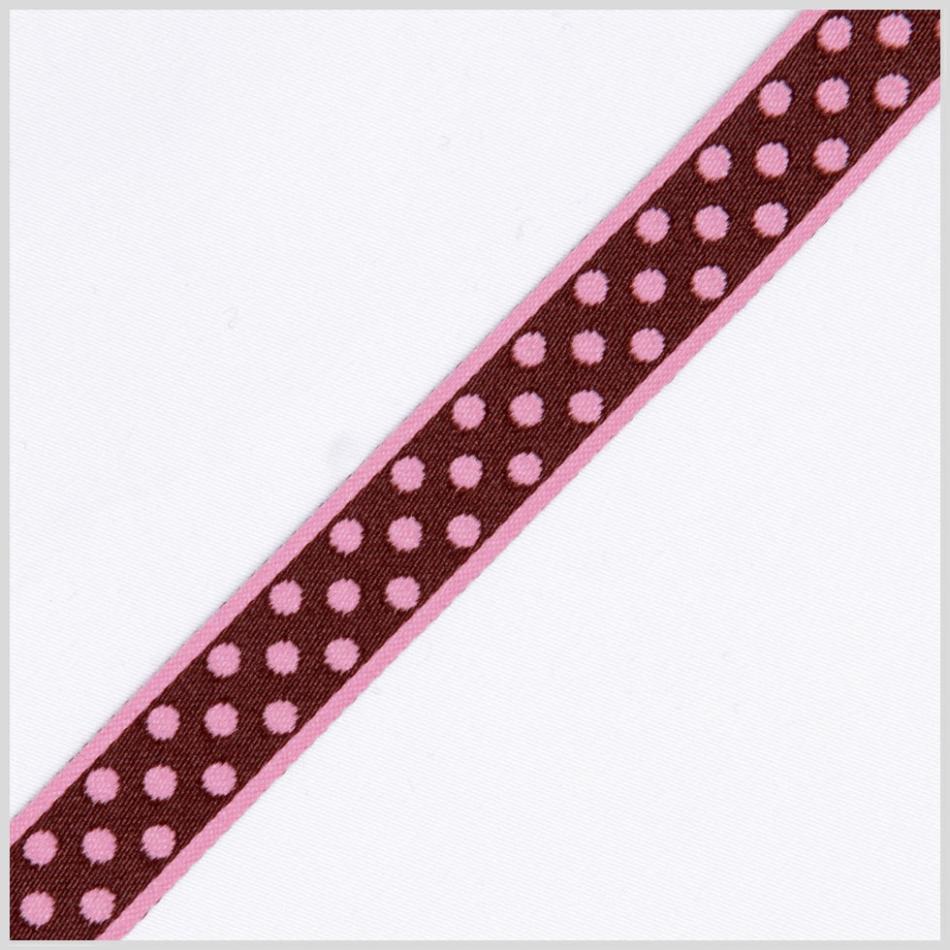 Jacquard | 3/4" Pink/Brown French Jacquard Ribbon Jacquard Jacquard