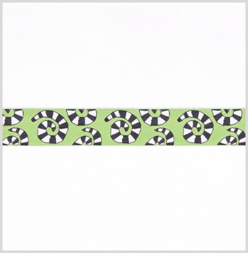 Jacquard | 7/8" Green French Jacquard Ribbon Jacquard Green