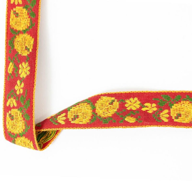 Jacquard | Aurora Red And Orange Floral German Jacquard Ribbon – 0.75" Jacquard Aurora Red