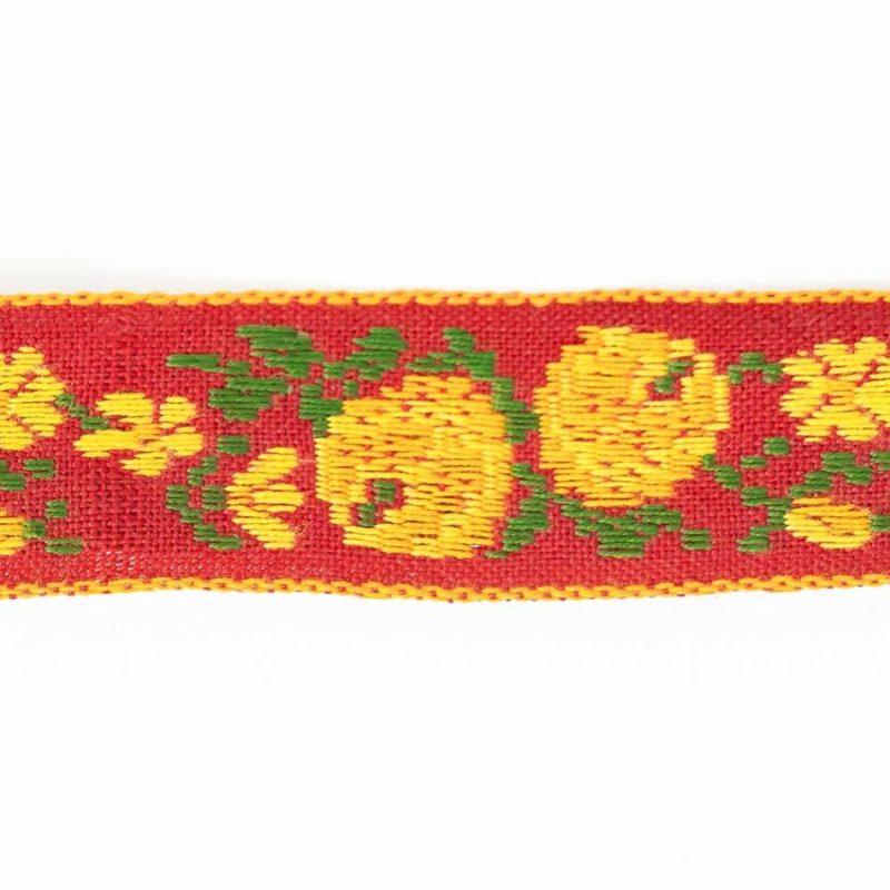 Jacquard | Aurora Red And Orange Floral German Jacquard Ribbon – 0.75" Jacquard Aurora Red