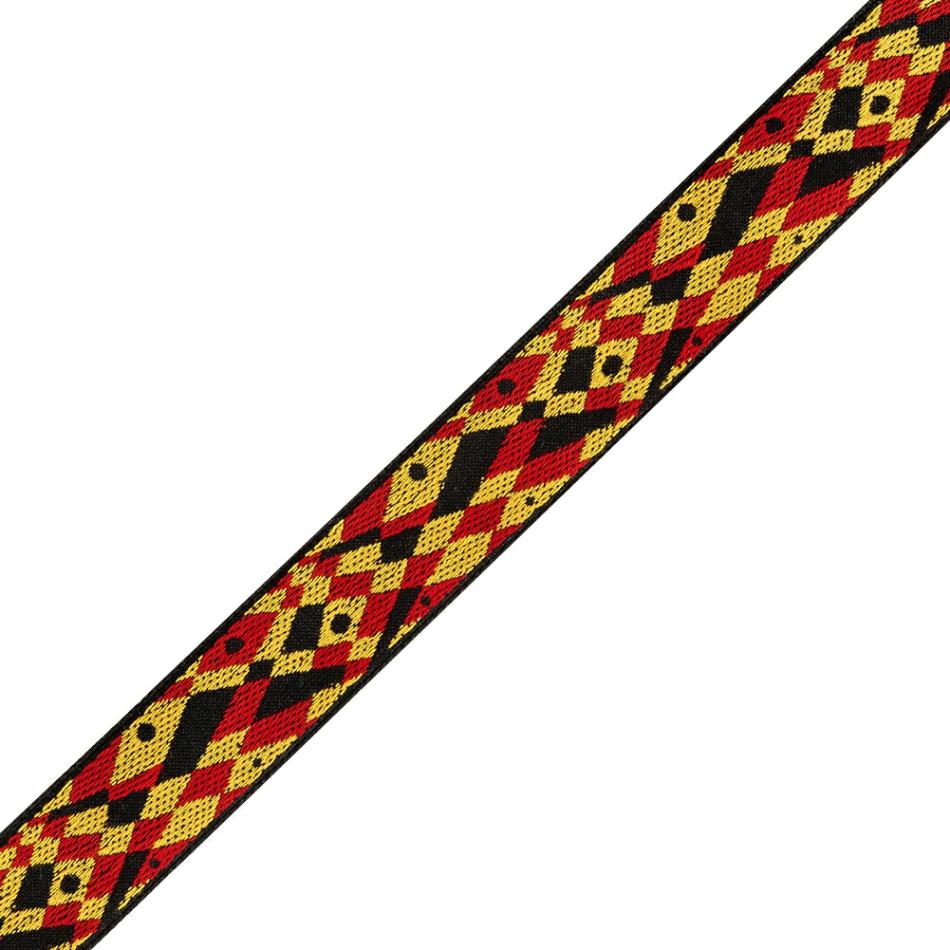 Jacquard | Black, Red, And Yellow Geometric Jacquard Ribbon – 1.5" Jacquard Jacquard