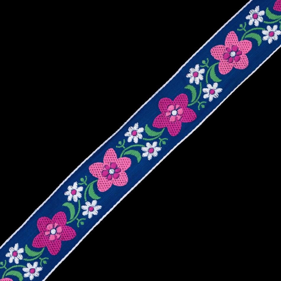 Jacquard | Blue And Pink Floral Jacquard Ribbon – 2" Jacquard Jacquard