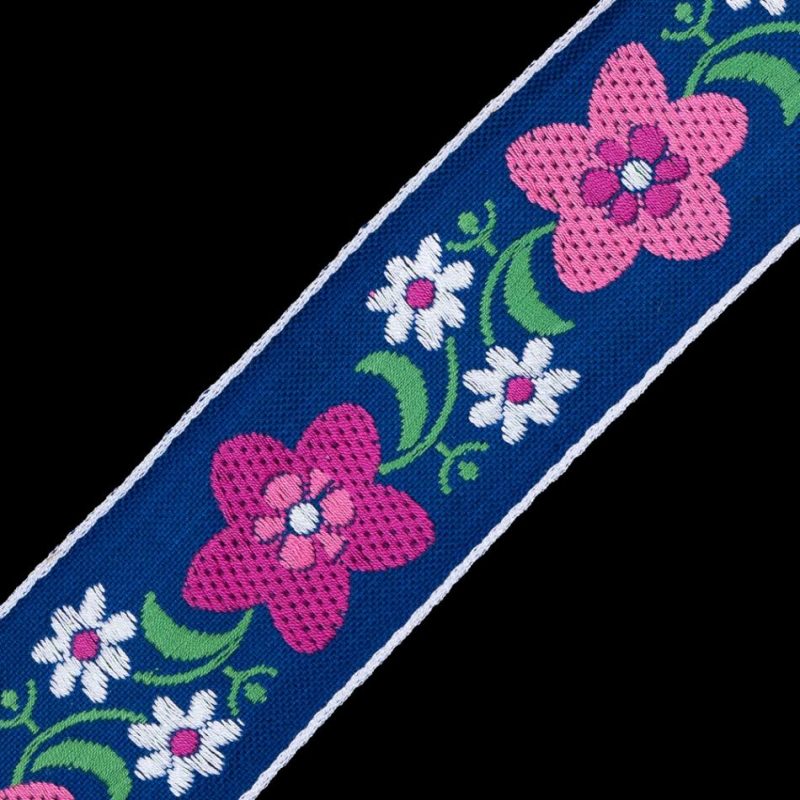 Jacquard | Blue And Pink Floral Jacquard Ribbon – 2" Jacquard Jacquard