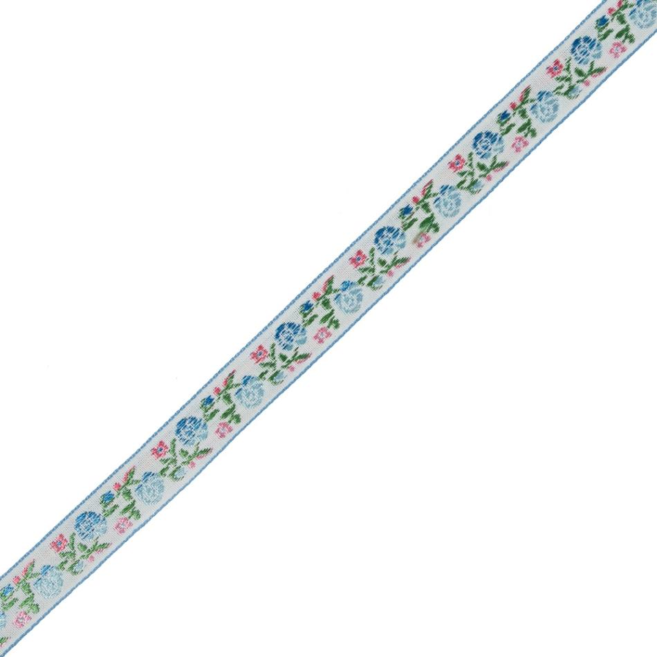 Jacquard | Blue And Pink Ombre Floral German Jacquard Ribbon – 0.625" Jacquard Jacquard