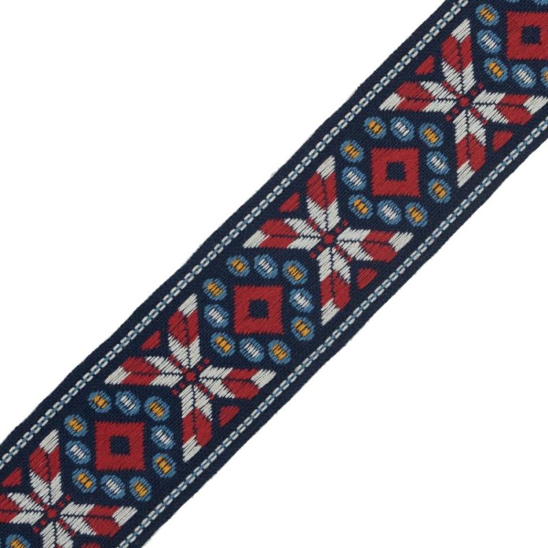 Jacquard | Blue, Red And White Geometric Jacquard Ribbon – 1.875" Jacquard Eclipse