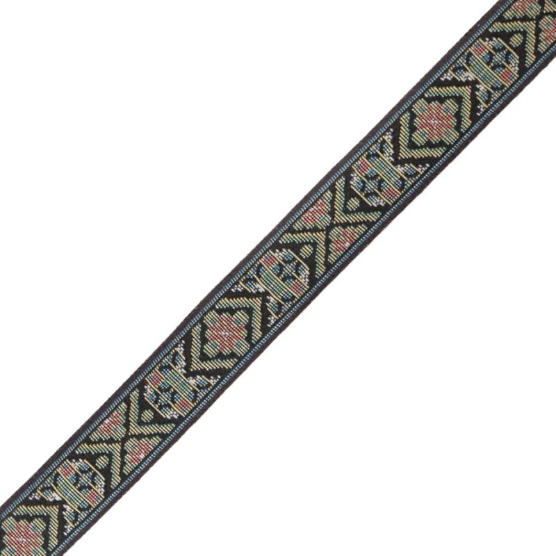 Jacquard | Brown, Green And Yellow Tribal Jacquard Ribbon – 1.125" Jacquard Jacquard