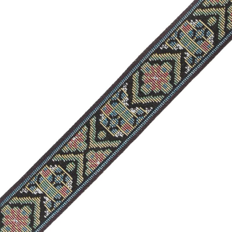 Jacquard | Brown, Green And Yellow Tribal Jacquard Ribbon – 1.125" Jacquard Jacquard