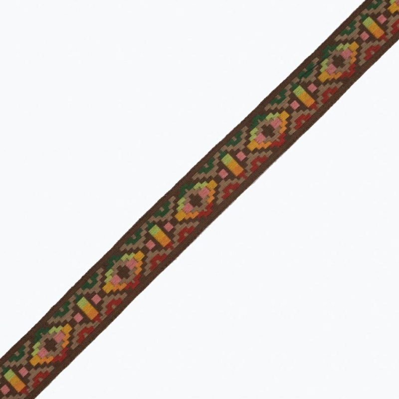 Jacquard | Brown Multicolor Geometric Jacquard Ribbon – 1" Jacquard Jacquard