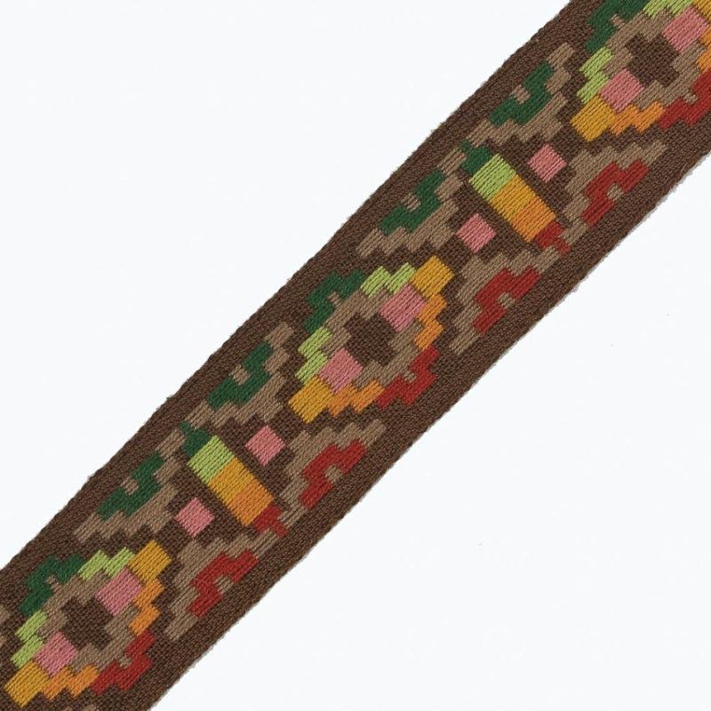 Jacquard | Brown Multicolor Geometric Jacquard Ribbon – 1" Jacquard Jacquard