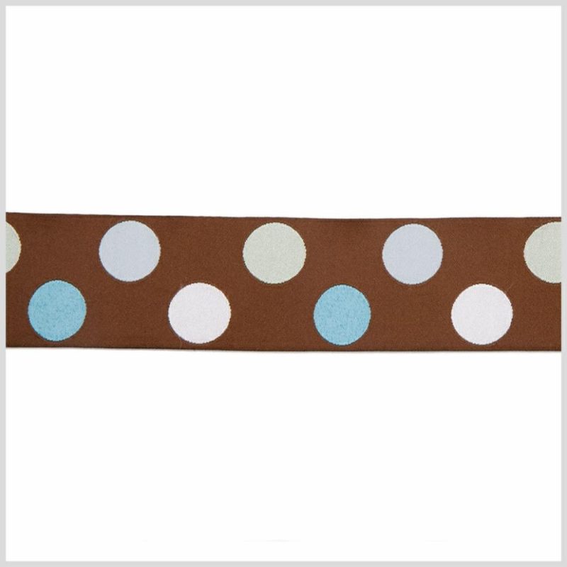 Jacquard | Chocolate/White/Blue/Seafoam/Baby Blue French Jacquard Ribbon Jacquard Chocolate,White,Blue,Seafoam,B