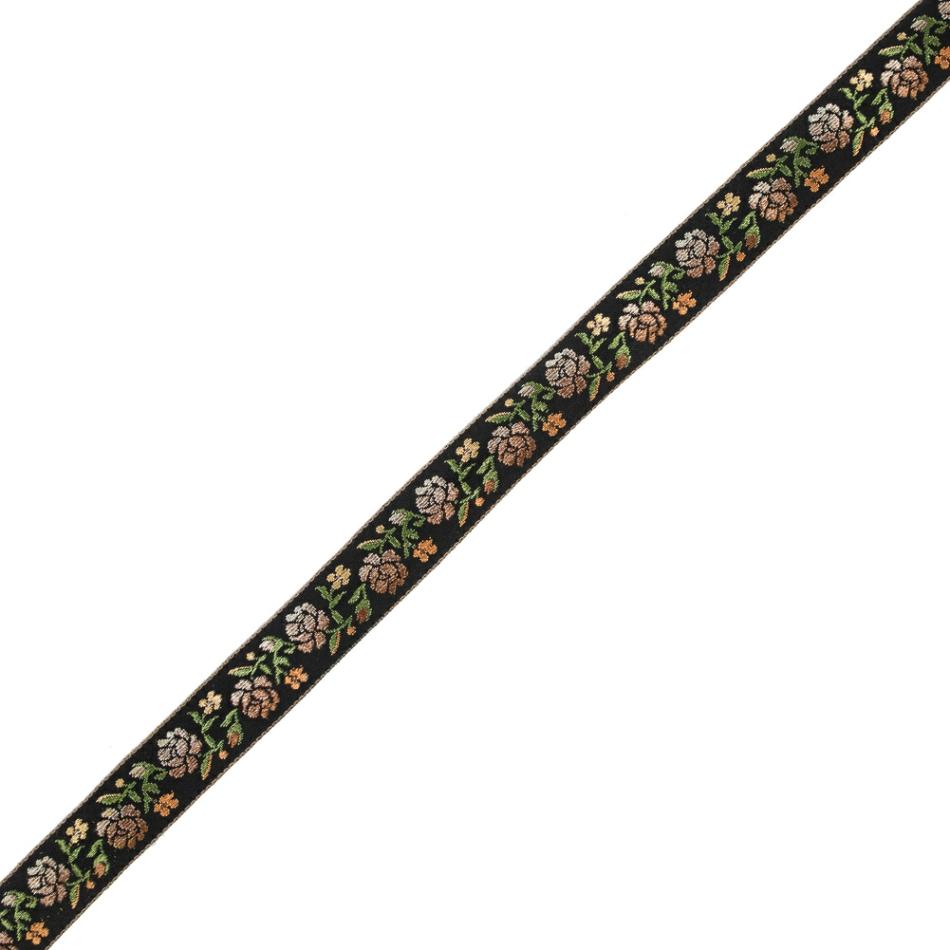 Jacquard | German Black And Brown Floral Jacquard Ribbon – 0.875" Jacquard Jacquard