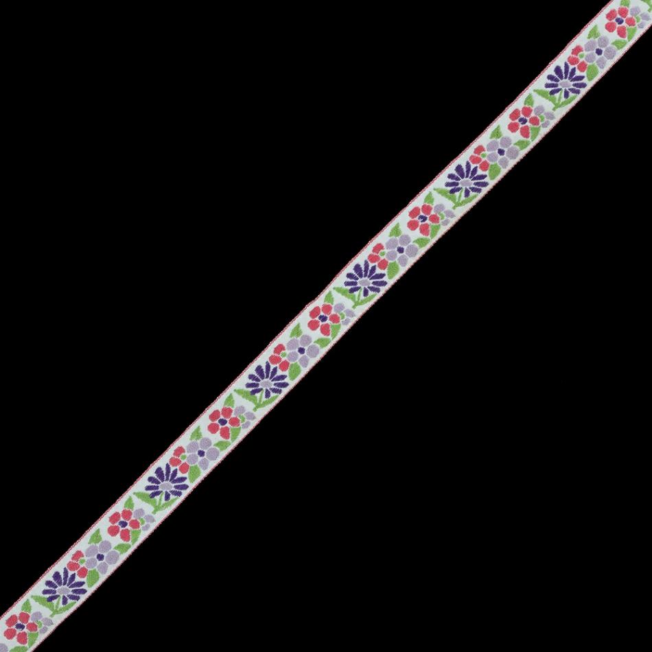 Jacquard | German Pink And Purple Floral Jacquard Ribbon – 0.75" Jacquard Jacquard