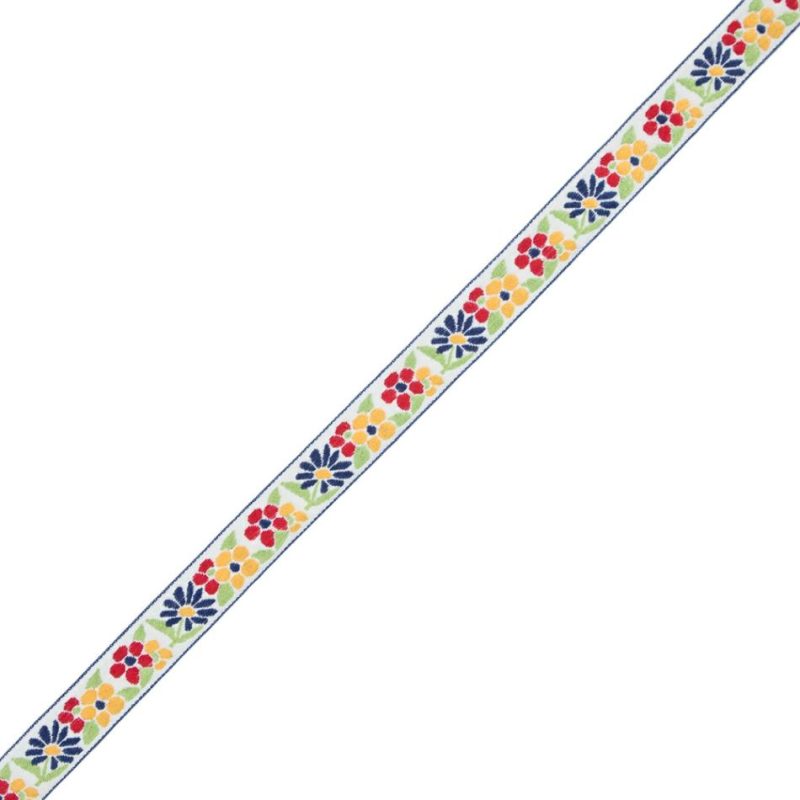 Jacquard | German Primary Color Floral Jacquard Ribbon – 0.75" Jacquard Jacquard