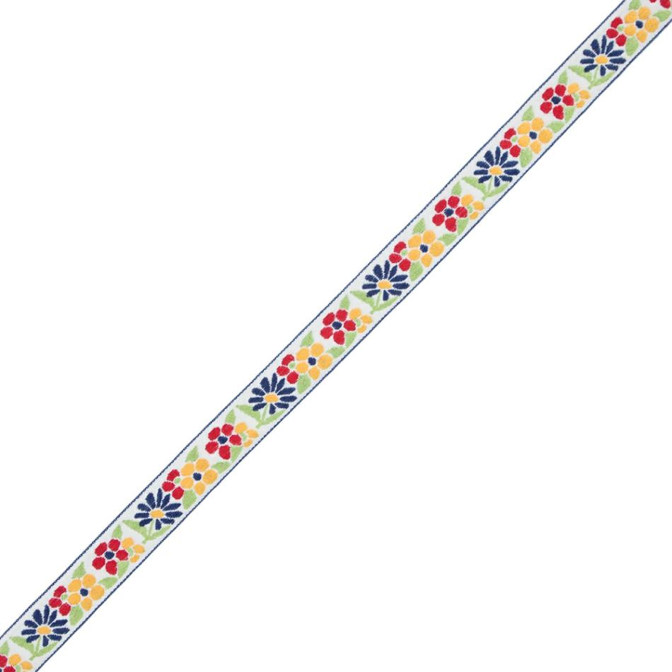 Jacquard | German Primary Color Floral Jacquard Ribbon – 0.75" Jacquard Jacquard