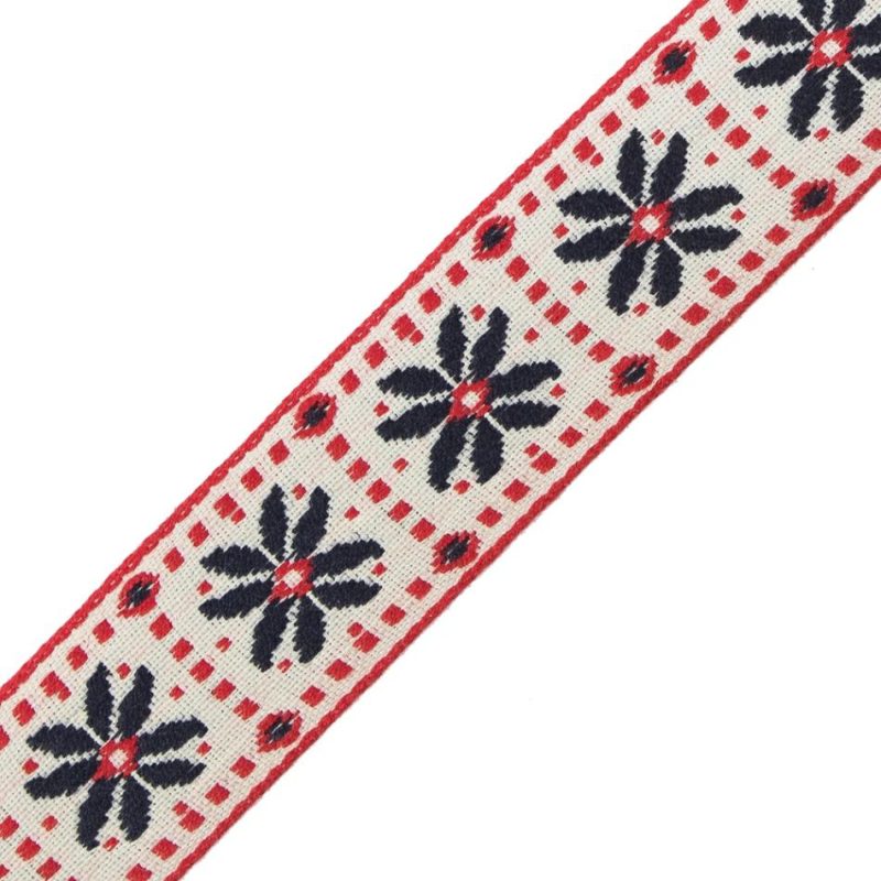 Jacquard | German Red And Blue Floral Jacquard Ribbon – 1" Jacquard Jacquard