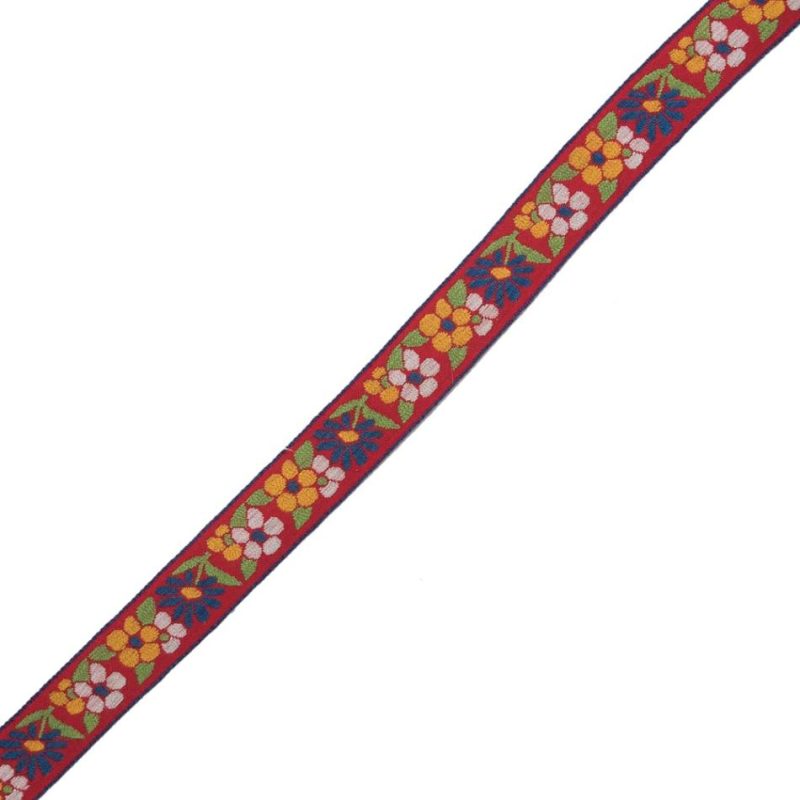 Jacquard | German Red, Yellow And Blue Floral Jacquard Ribbon – 0.75" Jacquard Jacquard