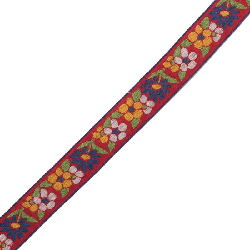 Jacquard | German Red, Yellow And Blue Floral Jacquard Ribbon – 0.75" Jacquard Jacquard