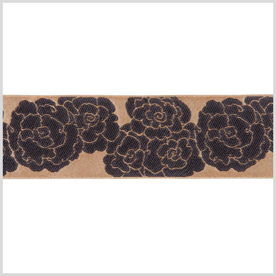 Jacquard | Gold Black French Jacquard Ribbon Jacquard Gold Black